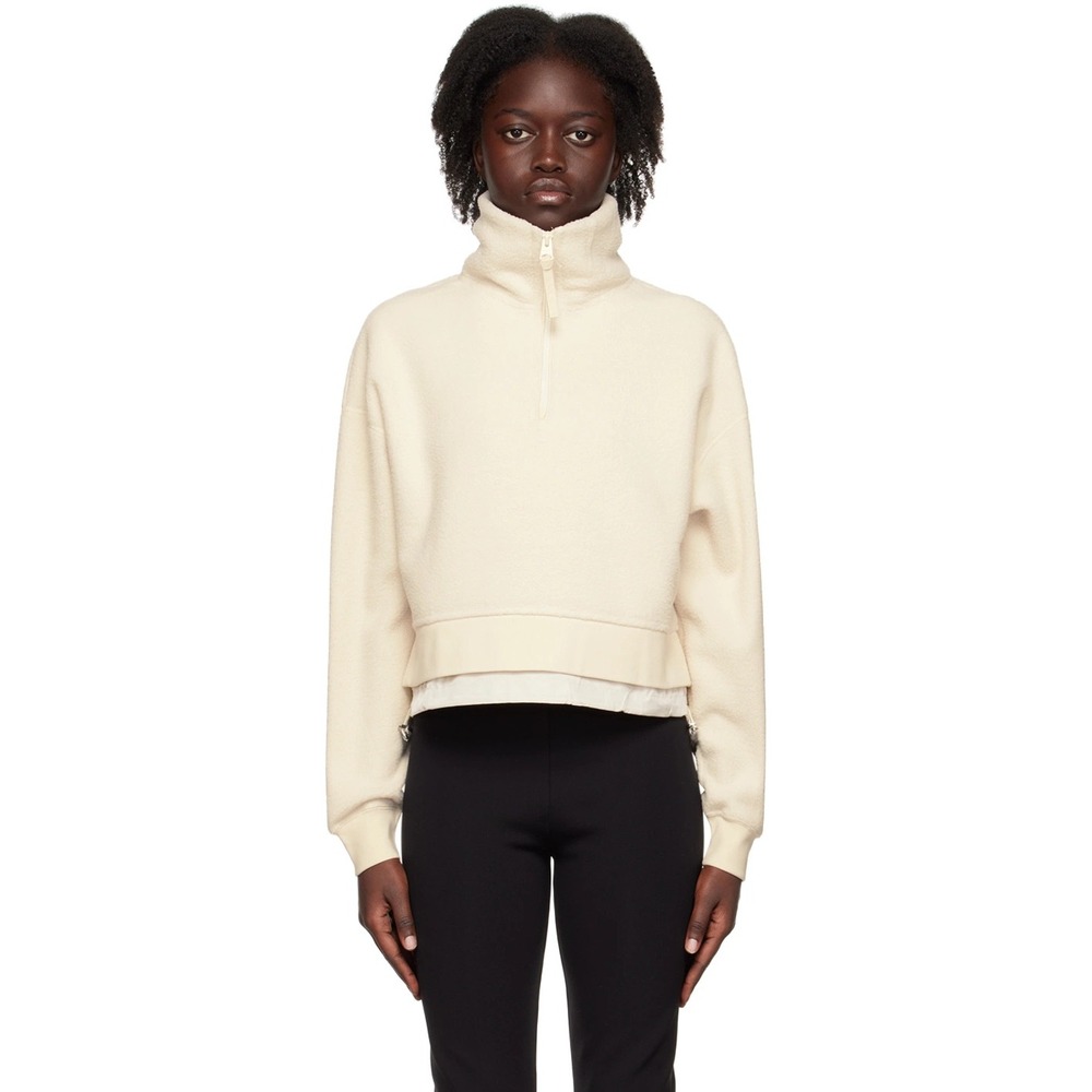 Mackage Monroe Off-White Teddy Fleece Quarter Zip Cropped Sweater Small